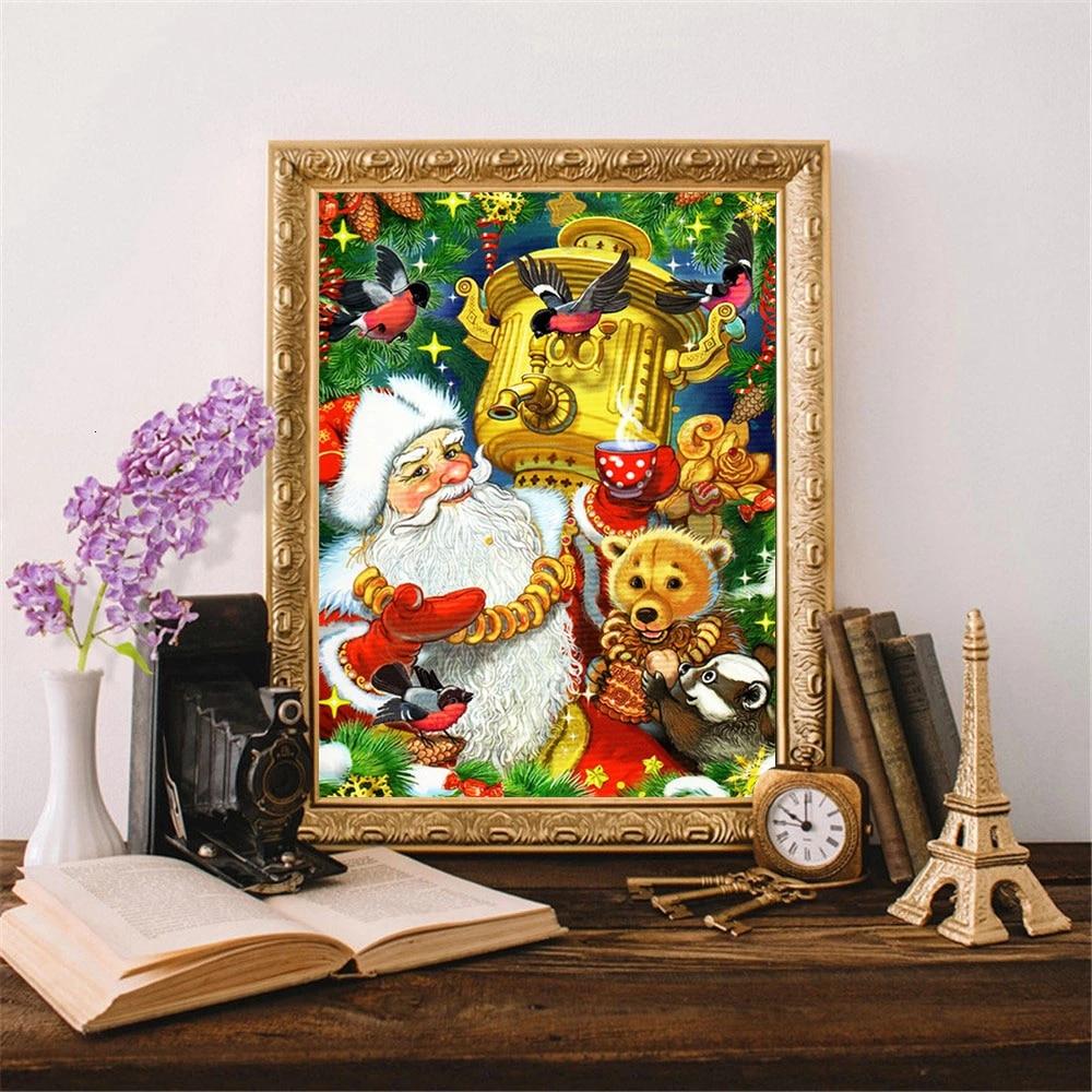 5D diamentowe malowanie boże narodzenie święty mikołaj pełne wiertło kwadratowy haft diamentowy niedźwiedź mozaika robótki do dekoracji wnętrz