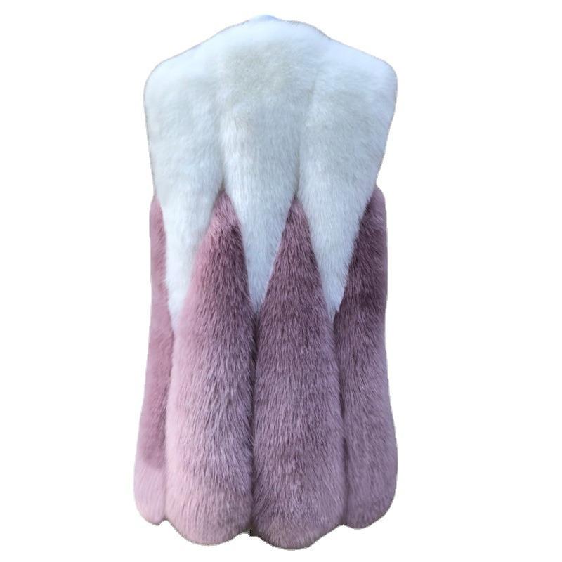Fur Autumn and Winter New Imitation Fox Fur Vest Women's Medium and Long Casual Warm Jacket