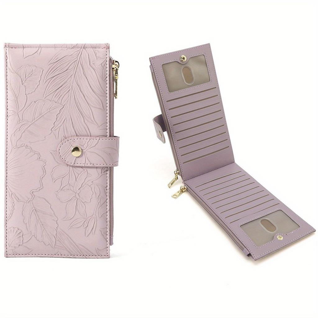 Women's Ultra-thin Wallet with RFID Shielding Card Bag, Double Zipper Pocket, Slim Women's Handbag