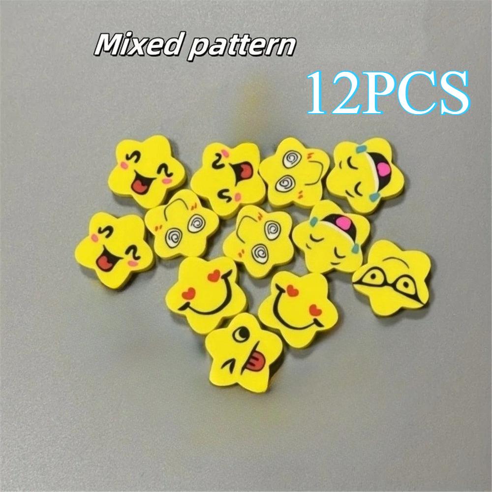 

12Pcs Star Erasers Fun Smiling Faces,Bright Yellow No Residue,Classroom Prizes,Student Reward, Homeschool,Office Christmas gifts