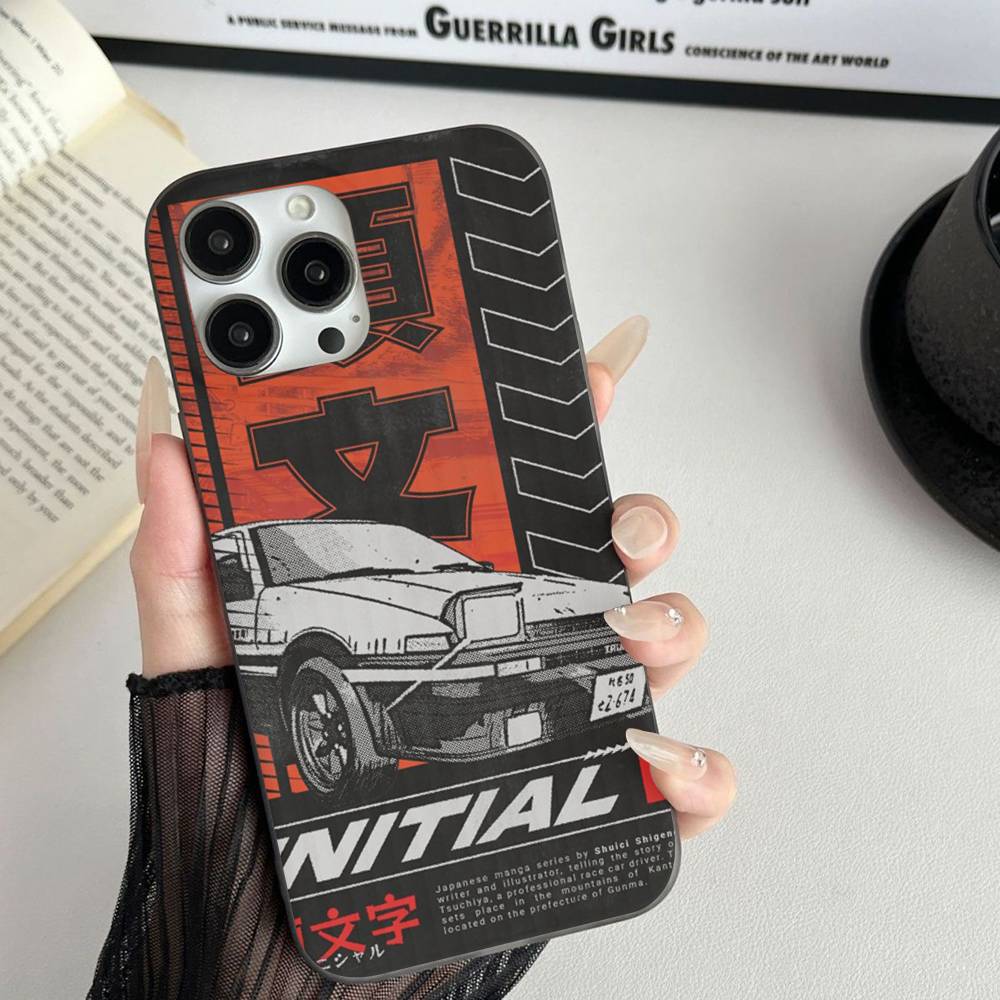 Racing Anime Initial D For IPhone 16 15 11 12 13 14 17 Pro Max PLUS Pro Soft Corrugated Silicone Back Phone Case