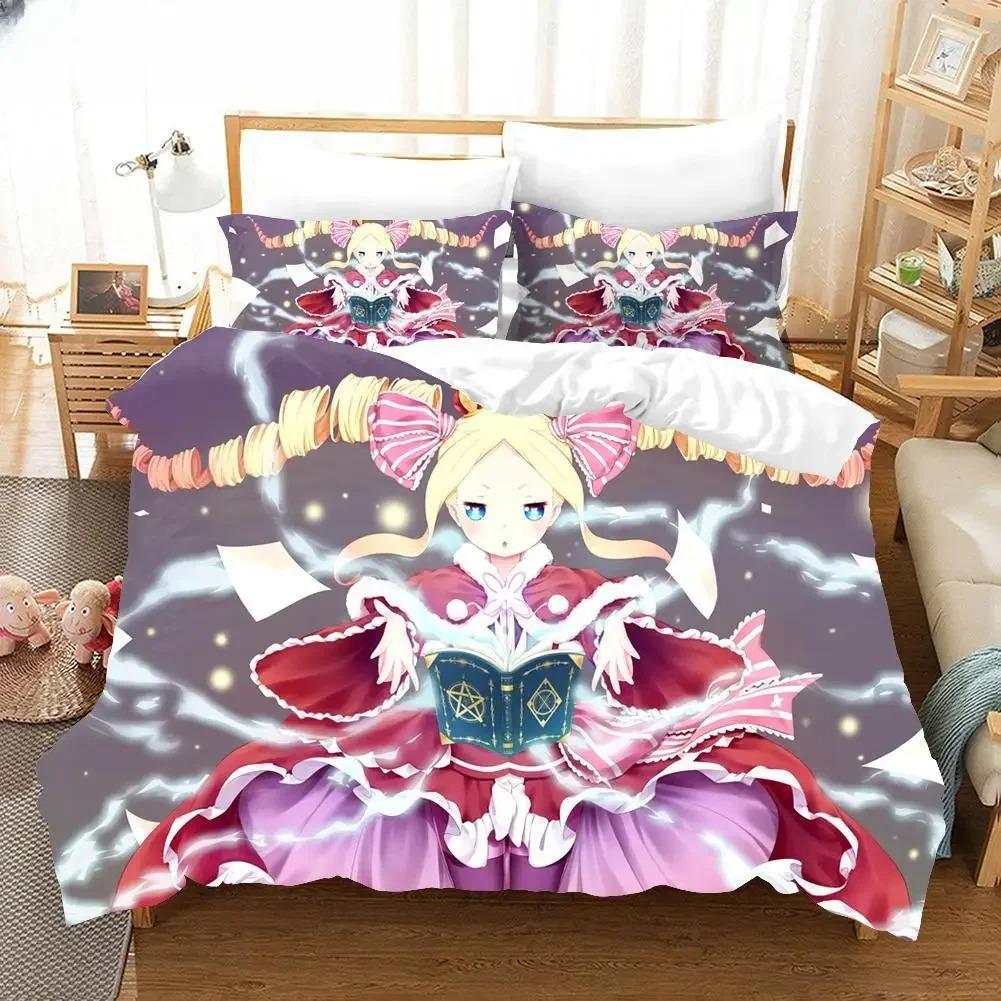 3D Print Cartoons Rem Ram Bedding Set Life In a Different World from Zero Anime Duvet Cover Sets Comforter Bed Kids Bedclothes