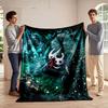 Two Horned Characters Sit On a Bench In a Glowing, Enchanted Forest. for All Seasons Blanket Lunch Break Throw Gift