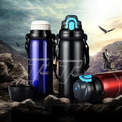 800ml Doppelwandige Vakuumisolierte Edelstahlflasche Outdoor-Sport Thermokanne mit Tragbarem Design