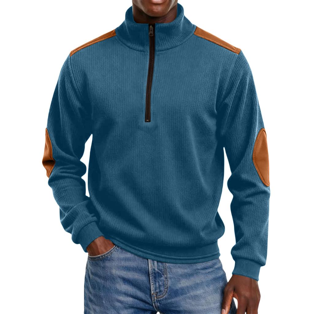 Men's Colorblock Half Zip Stand Collar Sweatshirt Men's Sports Large Size Casual Stand Collar Sweatshirt