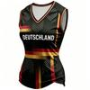 Unisex Sleeveless V Neck Pullover T Shirt Casual Football Fan Jersey World Cup Supporter Top Soccer Printed Shirt