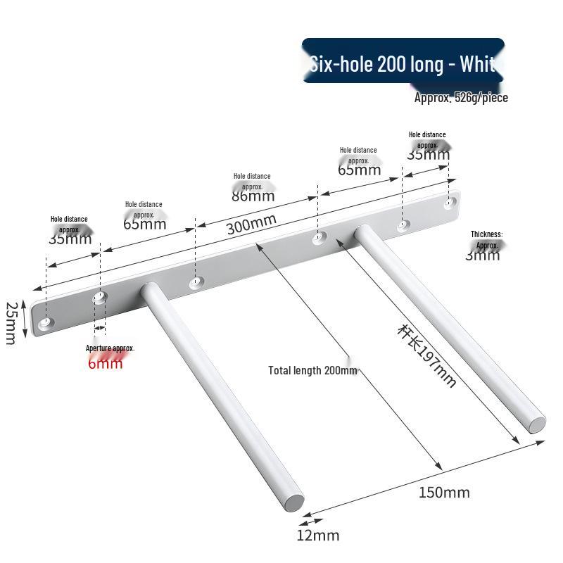 Black Double T Invisible Shelf Bracket for Single Layer