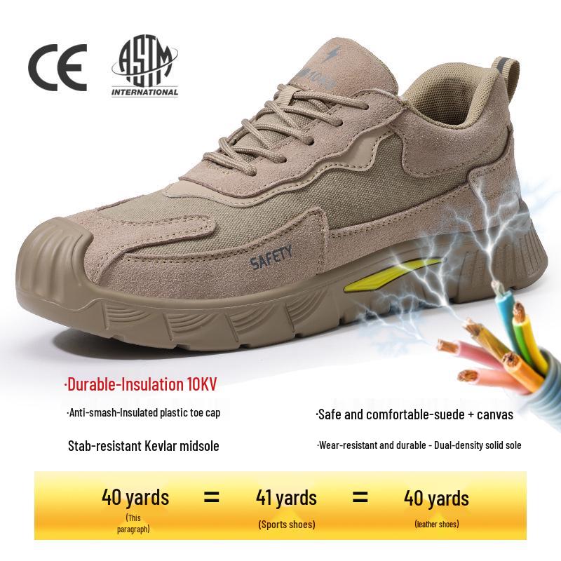 Men's Breathable Safety Shoes: Steel Toe Protection, Anti-Smash, Anti-Puncture, Insulated for Electricians (10KV)