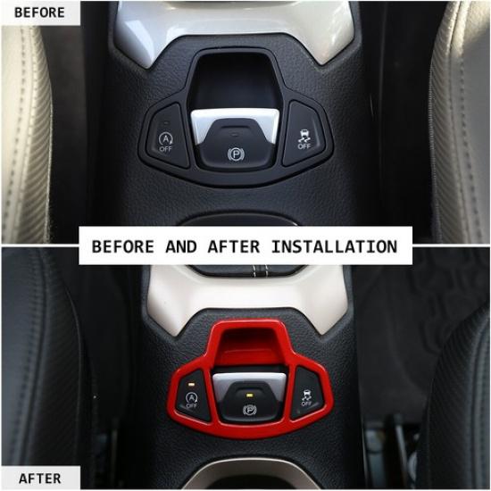 Inner Red ABS Electronic Handbrake Decor Cover Trim for Jeep Renegade 2016-