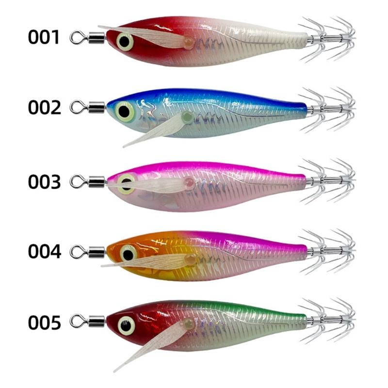 Assorted Color Round Belly Fishing Baits 3D Artificial Fishing Squid Jig Lures with Shrimp Designs for Effective Fishing