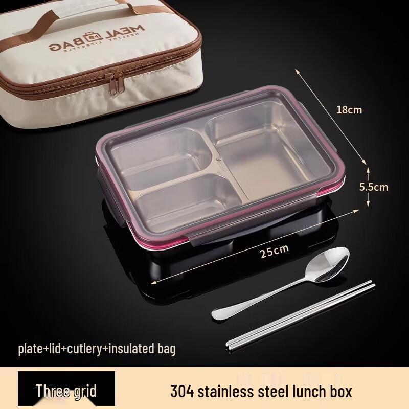 Kids  3-Compartment Stainless Steel Lunch Box Set