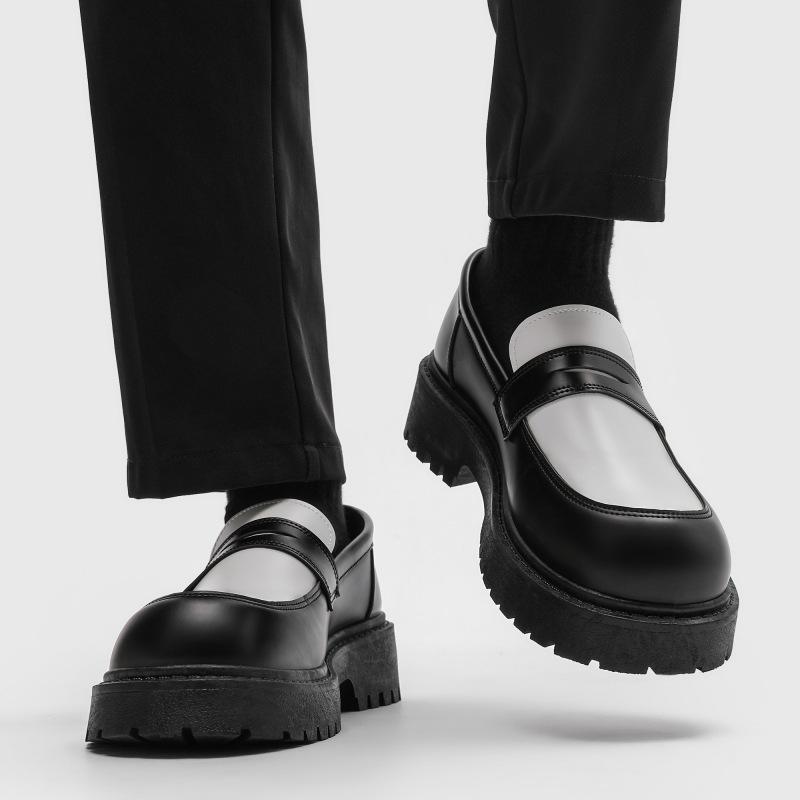 

Z35 обувь мужская новая универсальная британская бизнес-тренд повседневная платформа карбон черный спортивная нескользящая с большой головой кожаная обувь 39 чёрный