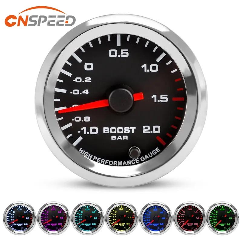 1-2 BAR 7 Colors Pointer ABS Steel Glass Boost Gauge With Stepper Motor New Car 2'' 52mm 12V Turbo Boost Gauge