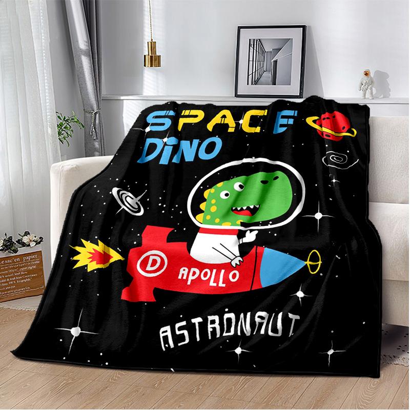 Cartoon Dinosaur Space Cute Dino Children Soft Plush Blanket,Flannel Blanket Throw Blanket for Living Room Bedroom Bed Sofa Kids