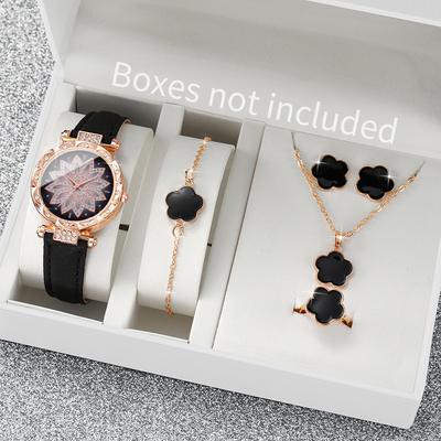 6pcs/set Fashion Women's Casual Watch Set Bohemian Simple Retro Women's Quartz Watch with Jewelry Set (Box Not Included)