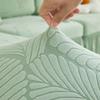 Leaf Texture All-Inclusive Skirt Sofa Cover with Ruffled Trim - Stretchy Polyester-Spandex Blend Fits 1-4 Seater Couches for Living Room, Bedroom