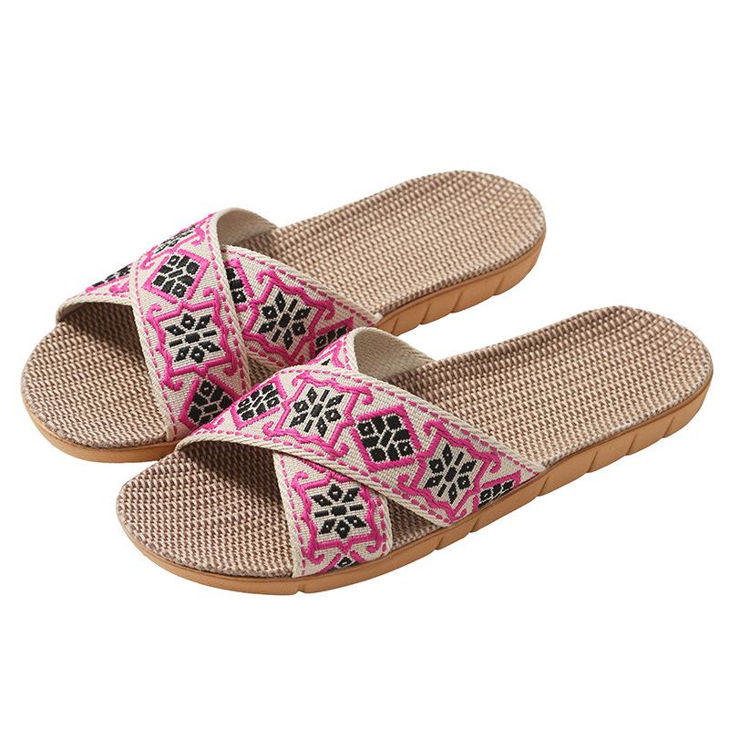FL Four Seasons Women's Linen Deodorant Anti-slip Indoor/Outdoor Silent Slippers