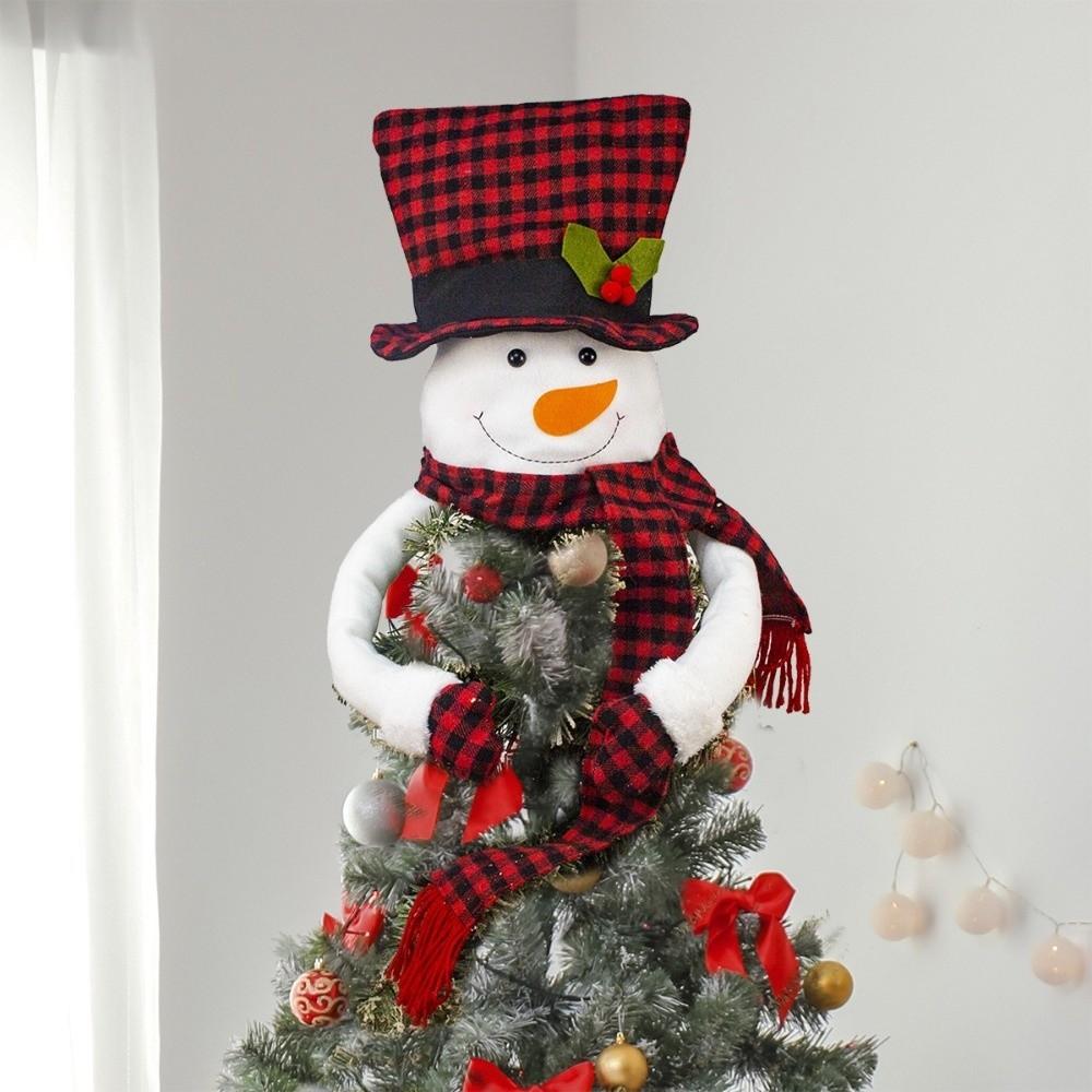 Santa Claus Snowman Christmas Tree Top Decor Vintage Traditional Christmas Decorations Tree Top Star Party Atmosphere Decoration