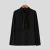 INCERUN Autumn Winter Men Tie Up Long Sleeve Solid Casual Fitted T-shirts Tops