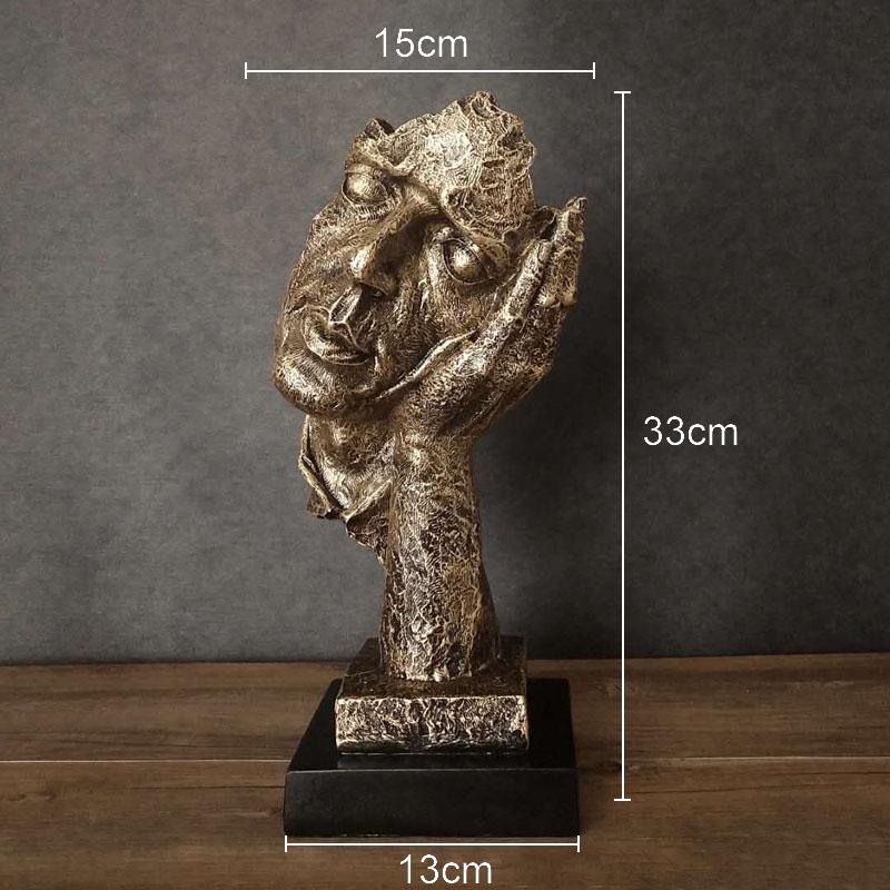 Il Silenzio è Oro Personaggio Retrò Resine Statua Scultura Astratta di Volto Umano Decorazione da Scrivania Arredamento Decorazioni per la Casa Vintage