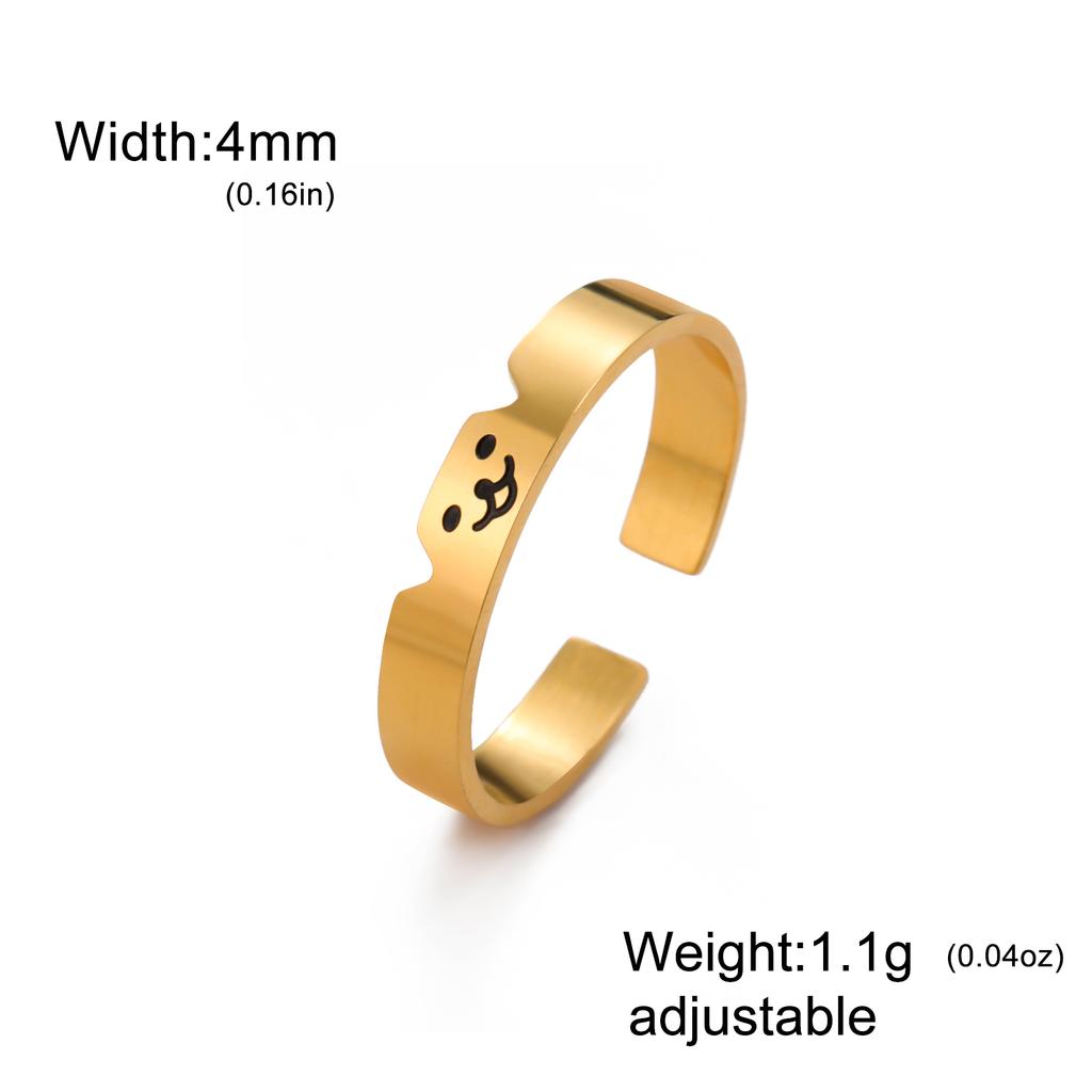 Fashionable Cat Dog Animal Couple Ring Stainless Steel Adjustable Ring Playful Personality Pet Enthusiast Valentine'S Day Gift
