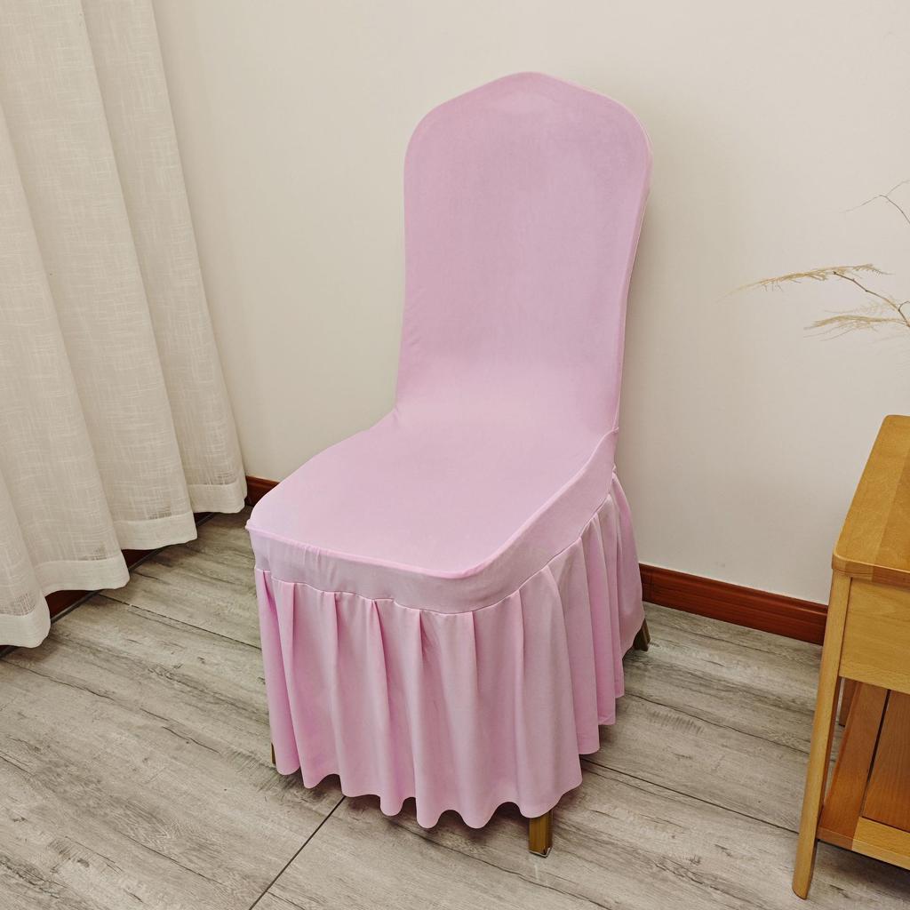 Universal Elastic White Skirt Chair Cover for Weddings & Banquets