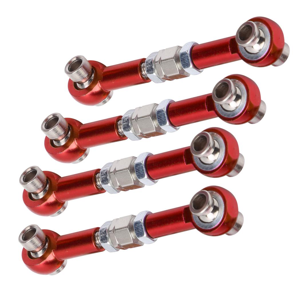 4Pcs Steering Linkage Rod Aluminum Alloy RC Upgrade Parts Fit for HSP 94122 110 CarRed