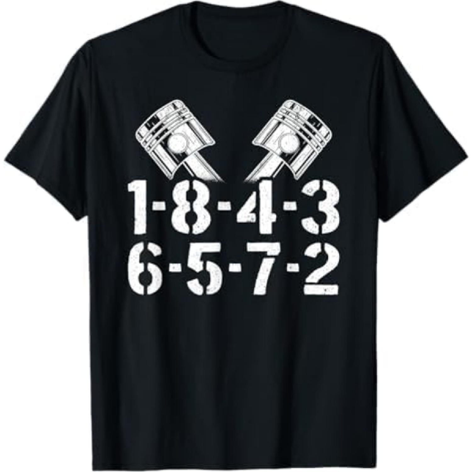 1-8-4-3-6-5-7-2 Firing Order V8 Big Block Car Guy Garage T-Shirt DAT Mens Womens Tank Top Sweatshirt Hoodie Black S