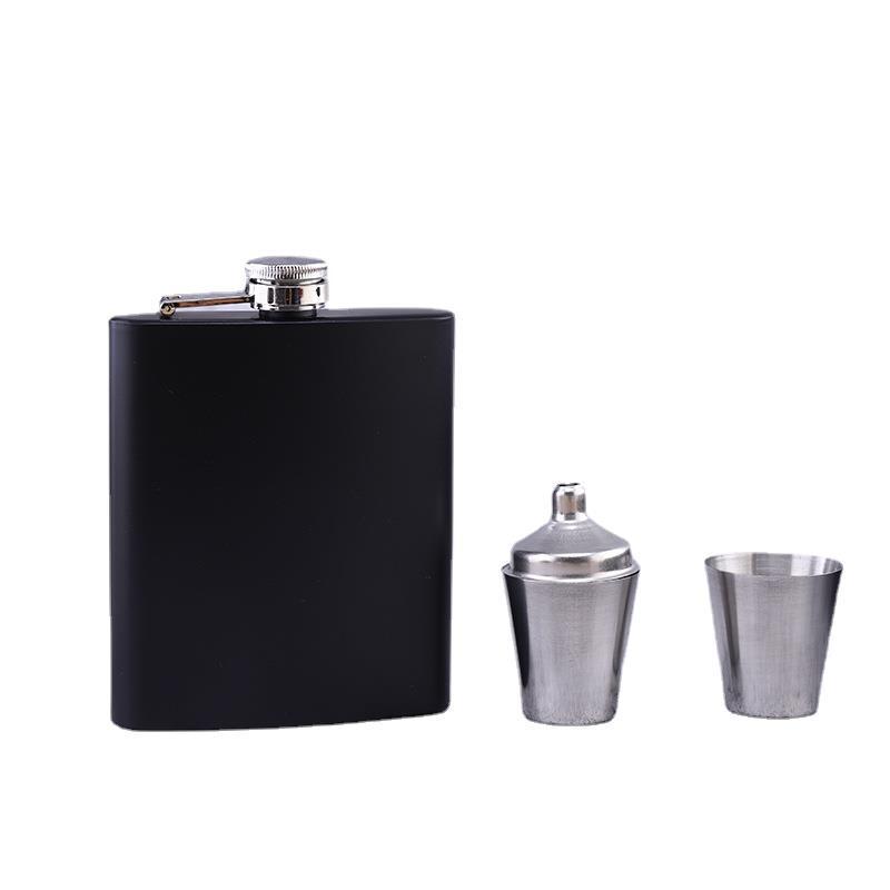 Matte Black Spray Paint 6oz Pocket Stainless Steel Flask Gift Set