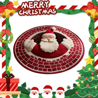 Santa Claus Vánoční 3D Tištěná Kulatá Podložka Vánoční Koberec Vánoční Vánoční Vítací Rohožka Domácí Dekorace Vánoční Dekorace