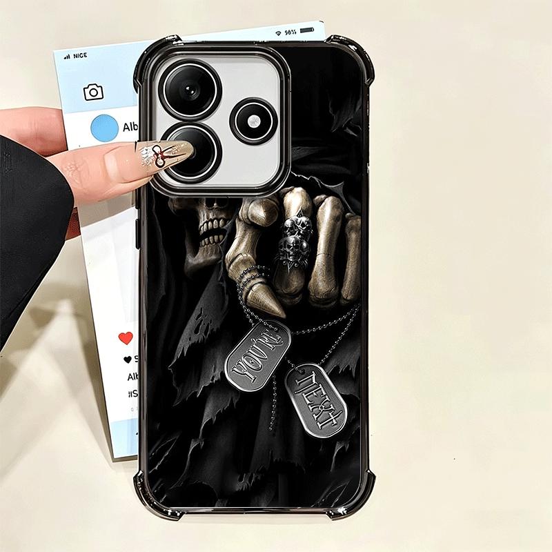 Coque de téléphone plaquée style amusant avec squelette de la Faucheuse pour Xiaomi Poco X5 X6 X7 X8 Pro Max F8 Ultra F7 M8 M7 M5S Redmi 15C 15 14C 1