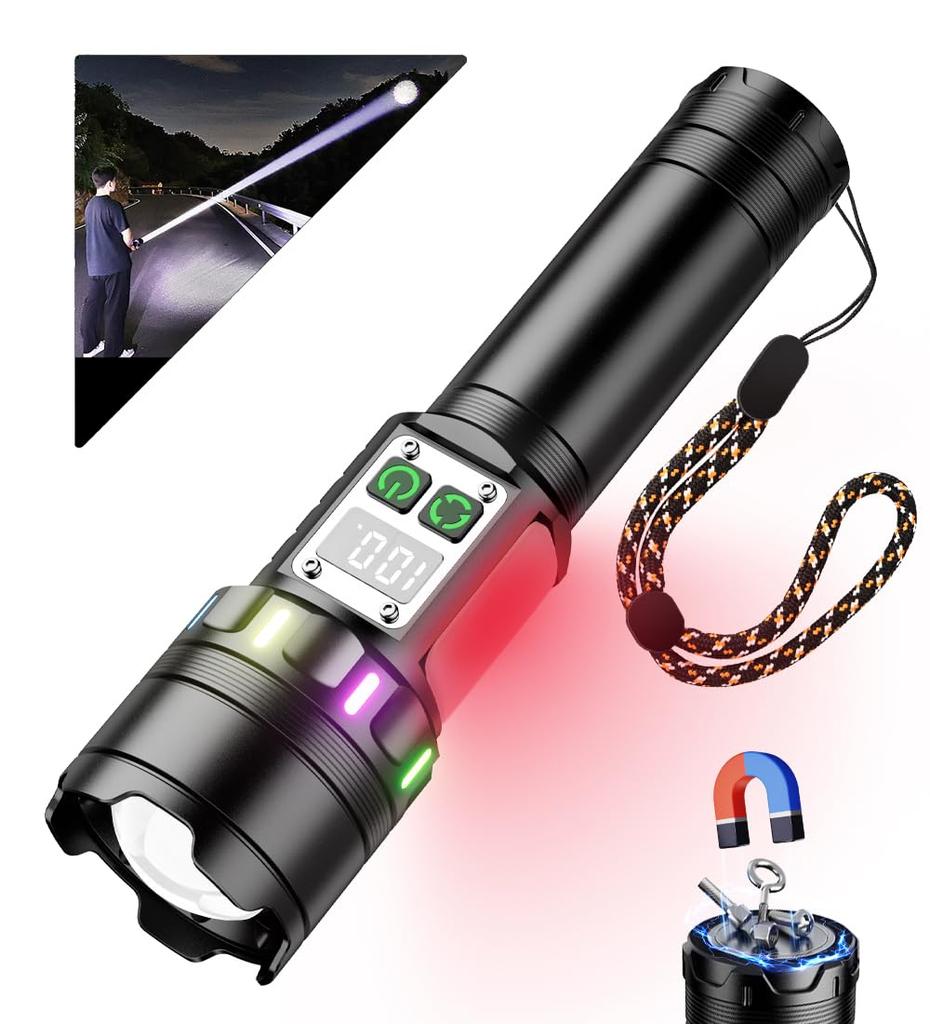 Flashlight Luminous 3 Light 9 Handheld Digital Power New Aluminum Ideal for Night and Disaster Large Capacity Magnet Included [2025 Bar, 2-in-1 COB,