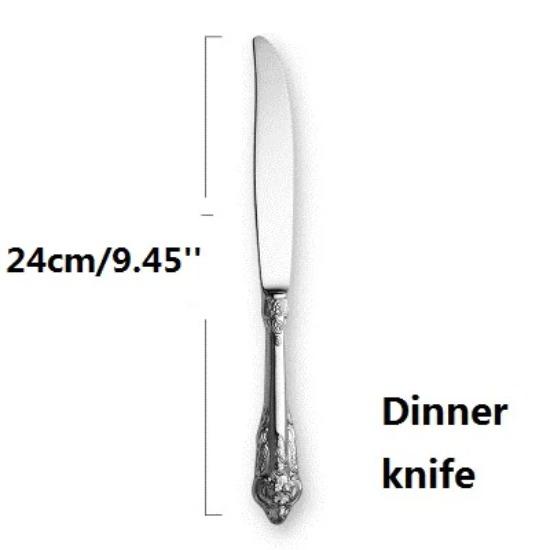 Silver Tableware Classic Silverware Stainless Steel Dinner Knife Fork Spoon Wedding Occasion Cutlery Xmas Western Dinnerware 1Pcs Vintage