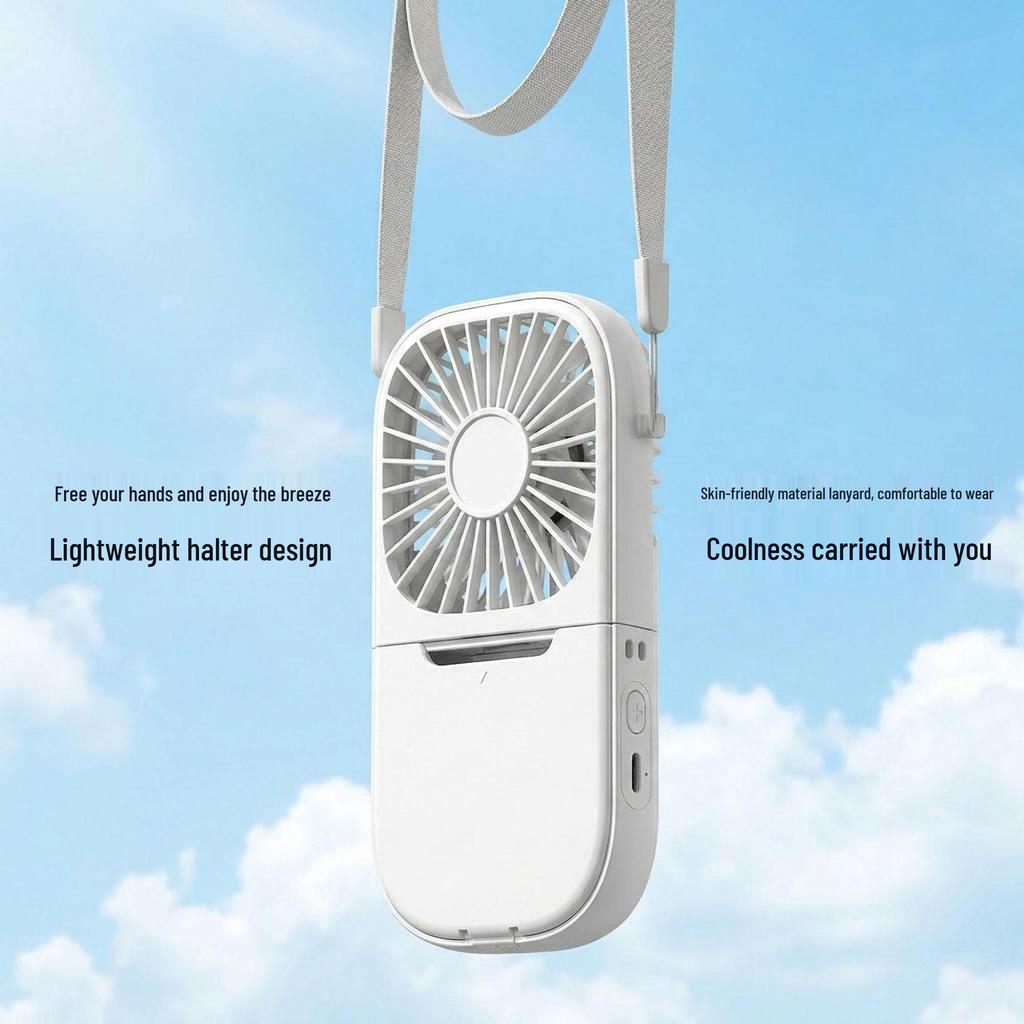 Ultra-thin Portable Neck Fan: Lightweight, Foldable, Rechargeable for Outdoor, Makeup, and Travel Use