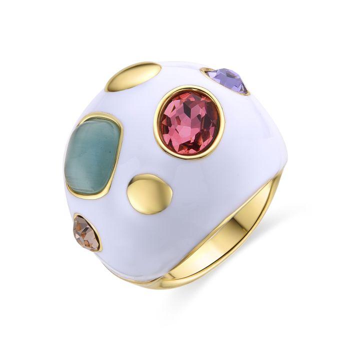 Bague - Luxenter - Yever - Or jaune 18 carats - Laque blanche - Femme