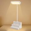 LED Reading Lamp Rechargeable Eye-Caring Lamp With Pen Organizer And Phone Holder 3 Lighting Modes Stepless Dimming Lamp For