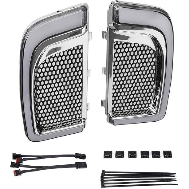 Fairing Lower Grill LED Turn Signal Lights, Tracer LED Running Light/Turn Signal Fairing Lower Grills, Chrome