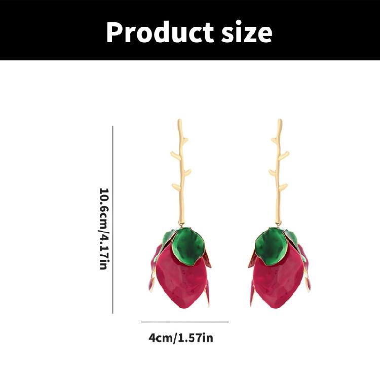 Alluring Long Floral Patterned Earrings Sophisticated Long Floral Earrings for Women Evening Party Fashion Ear Pendant