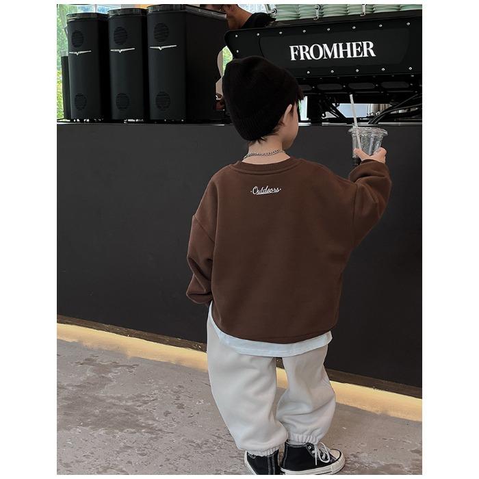 Spring Children's Sports and Leisure Hoodie, Cartoon Printed Single Piece Loose Round Neck Top for Big Boys