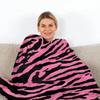 Pink Leopard Zebra Print Flannel Blanket - Warm Throw for Kids Adults Teens & Sofa Bed