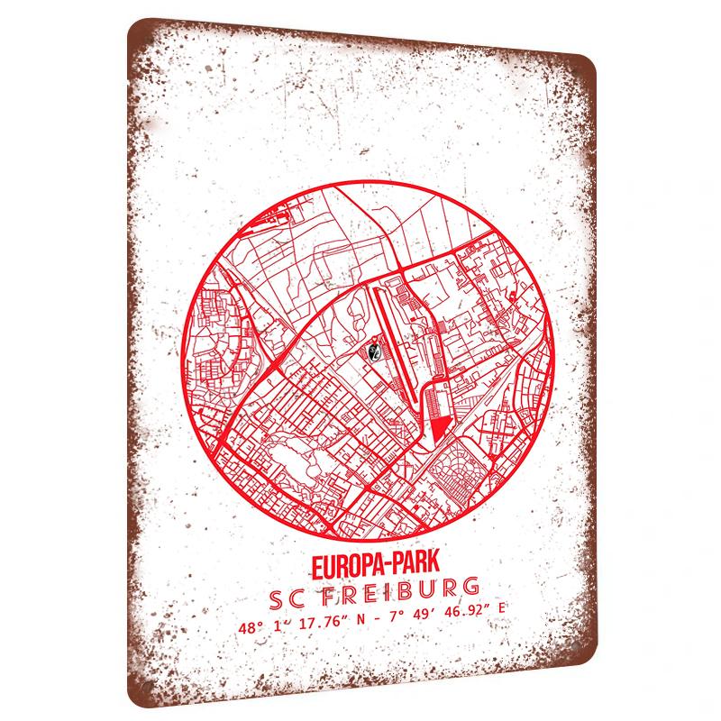 Europa Park SC Freiburg Red Map Metal Tin Sign Home Decor Souvenir Artwork