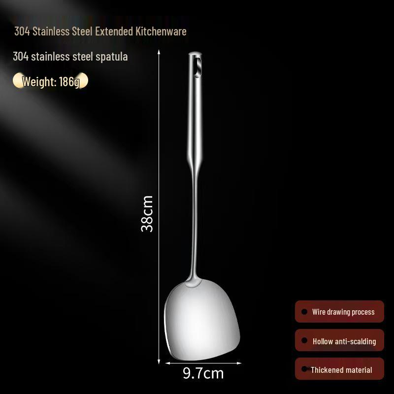 304 Stainless Steel Kitchen Utensil Set: Hollow Handle Spatula, Frying Pan Spatula, Flour Sieve, Soup Ladle, Hot Pot Ladle, Slotted Spoon.