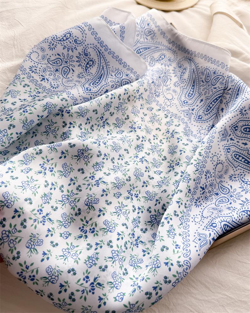 Luxury Paisley Print Shawl Square Scarf for Women Soft Satin Wraps Neckerchief Female Hair Bands Ribbon Headband Bandana