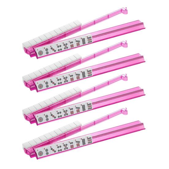 4Pcs Mahjong Rack with Pusher Heavy Duty Portable Multifunctional American Mah Jongg Tile Holder Push Ruler Mahjong Accessories