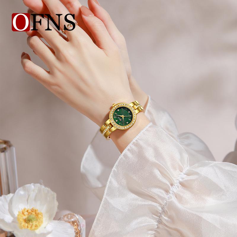 OFNS Douyin Women's Fashion Quartz Watch with Diamond Inlaid Mother-of-Pearl Dial and European-American Bracelet