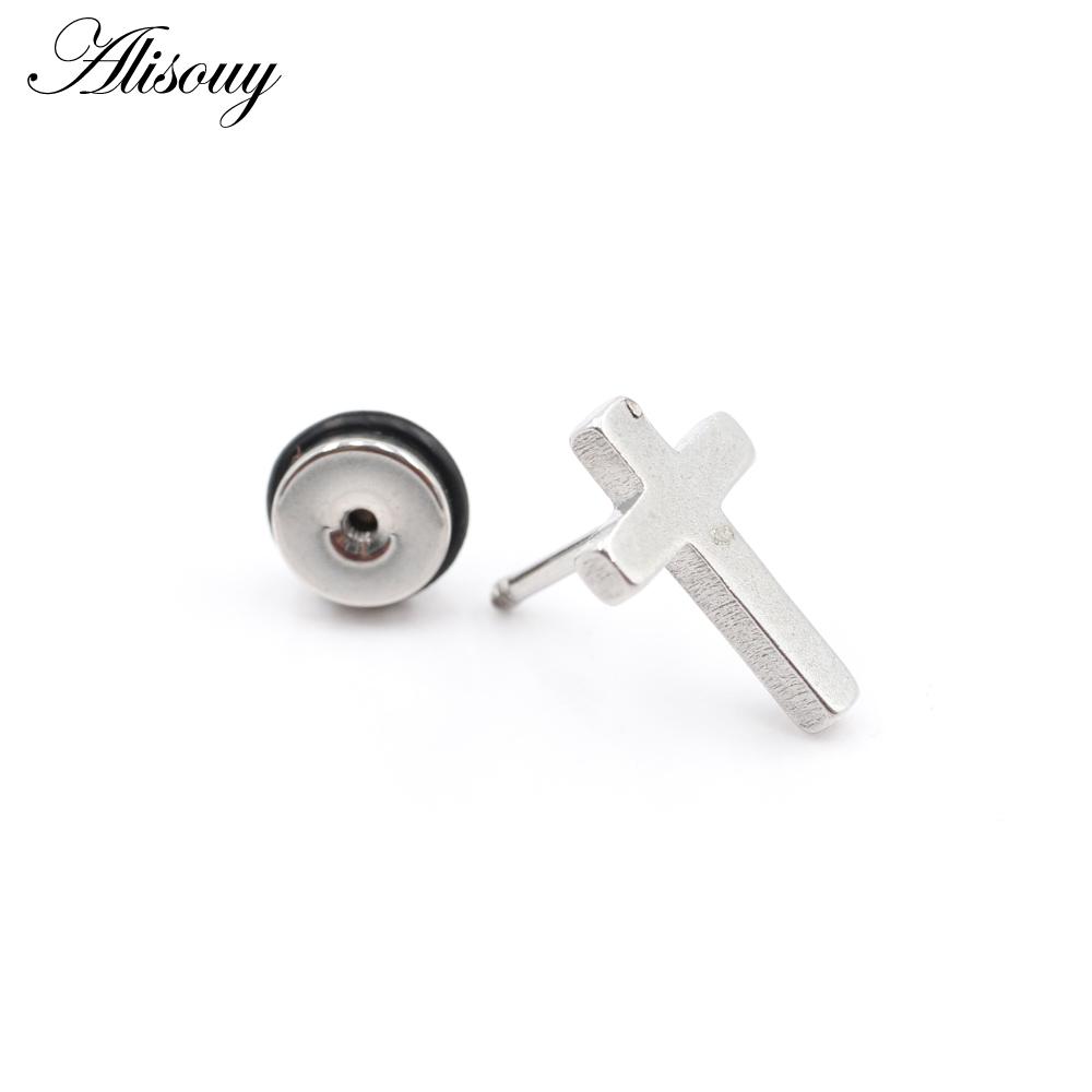 Alisouy 2 Stück Edelstahl Delphin Eidechse Sonne Mond Kreuz CZ Damen Herren Ohrstecker Ohrring Tragus Helix Knorpel Piercing Schmuck