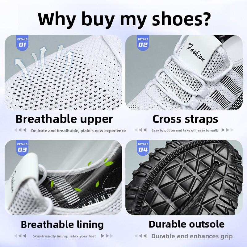 Herrenschuhe Laufschuhe Sommer Atmungsaktiv Fliegenstrick-Mesh Bequem Freizeitkleidung Mode Sportschuhe Trendschuhe