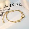 Wind Rectangular Geometric Hollow Splicing Chain Bracelet Women'S 18K Electroplated Titanium Steel Hand Jewelry
