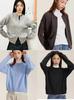 Versatile Women's Round Neck Knit Cardigan - Solid Color Zipper Outerwear for Autumn, Winter, and Spring