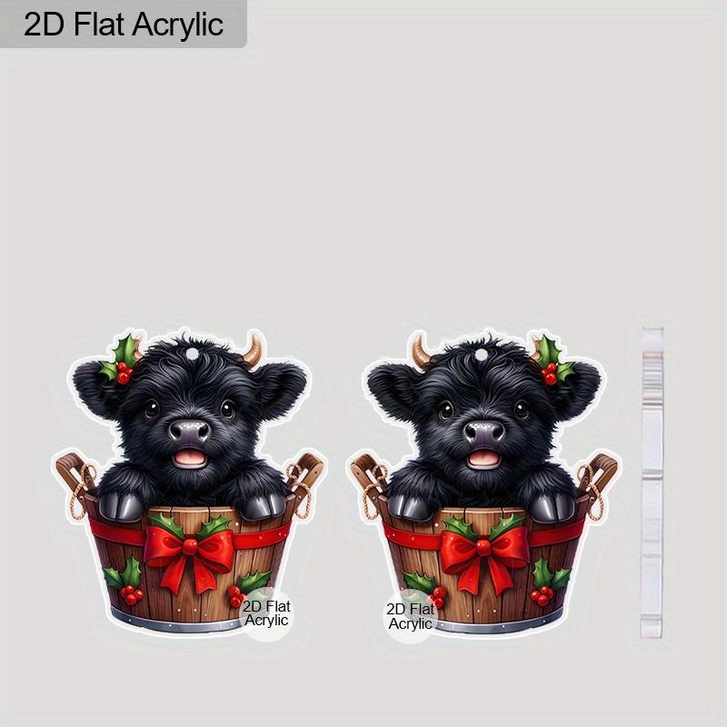 2D Flat Classic Style Black Water Buffalo Barrel Women's Acrylic Dangle Earrings Christmas Party Jewelry Gift